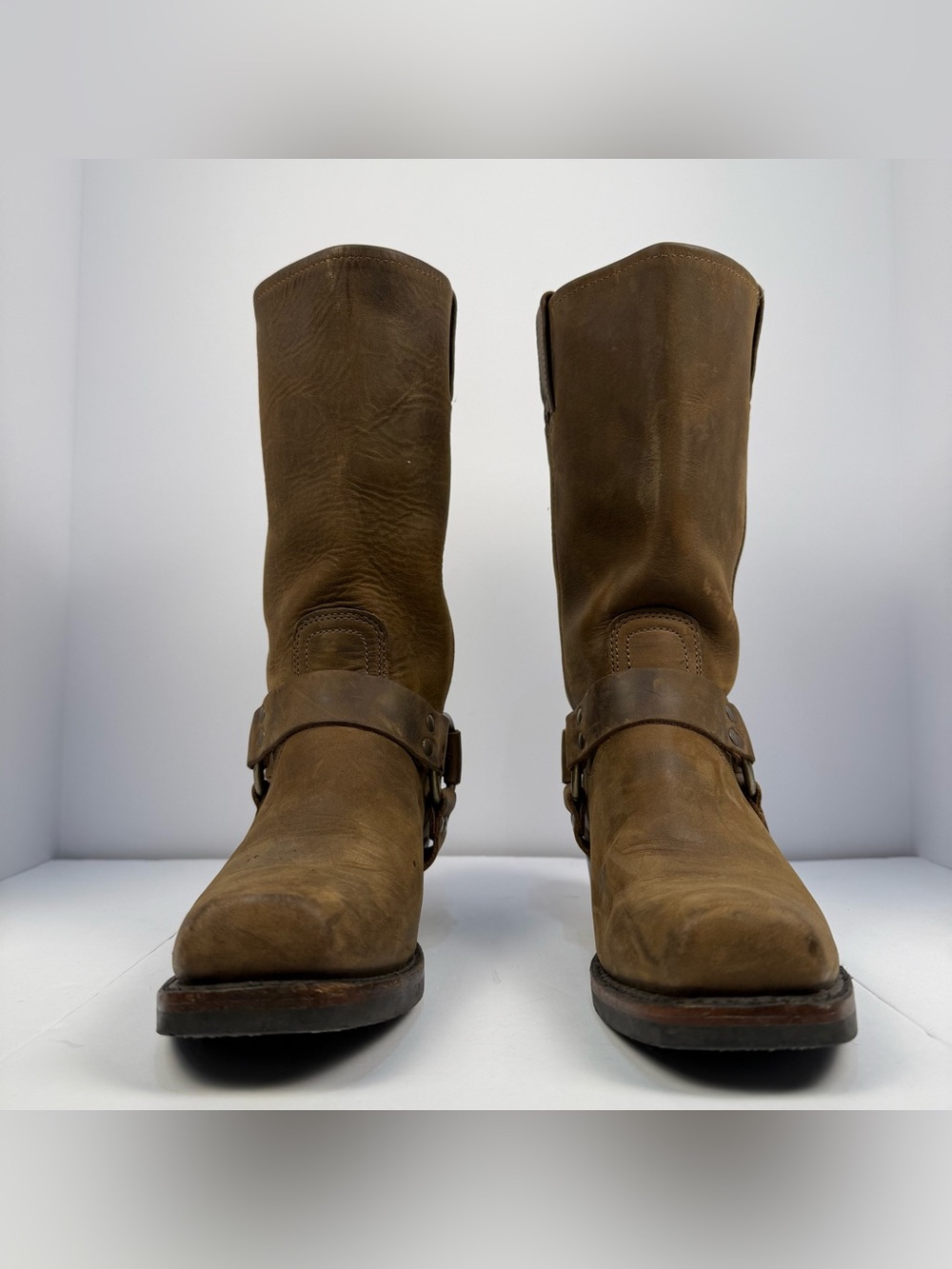 Frye Harness 12r Leather Motorcycle Boots Medium Brown - Picture 9 of 15